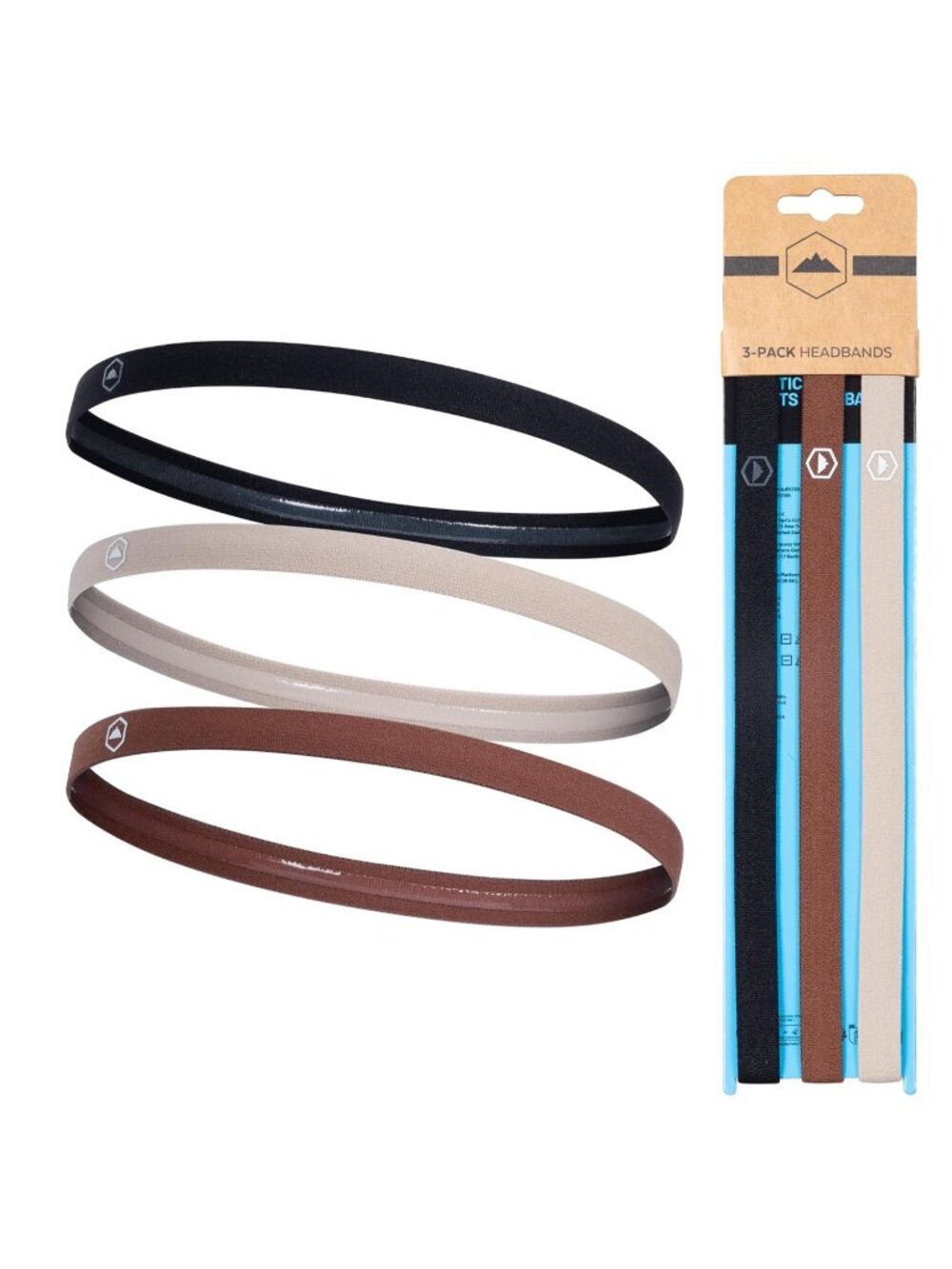 Women's Brown Beige Thin Elastic Headbands Workout Sweatbands Hair Accessories
